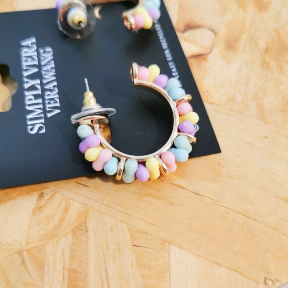Simply Vera Vera Wang Colorful Bead Hoop Earrings Chic Fashion Style - Picture 2 of 2